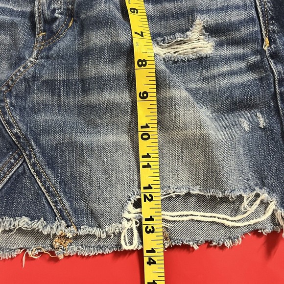 American Eagle Womens Button Fly Denim Mini Skirt Size 8 Distressed Casual - Picture 5 of 7